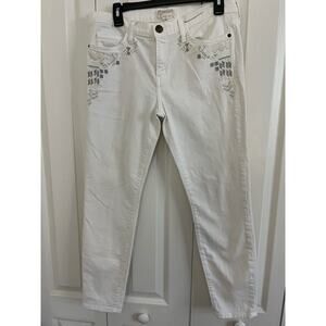 Current Elliott Womens Size 31 The Stiletto White With Embroidery Detail Jeans